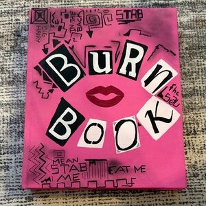 Pink 'Burn Book' Hand-Painted Notebook with Canvas Cover